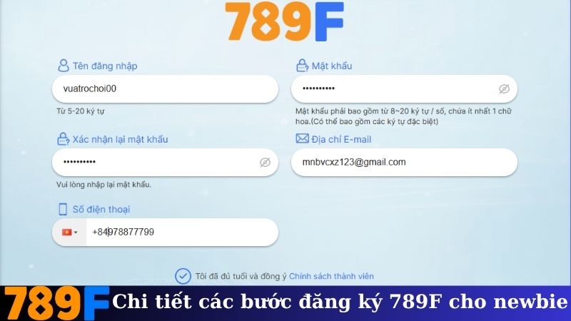 Chi tiết các bước đăng ký 789F cho newbie